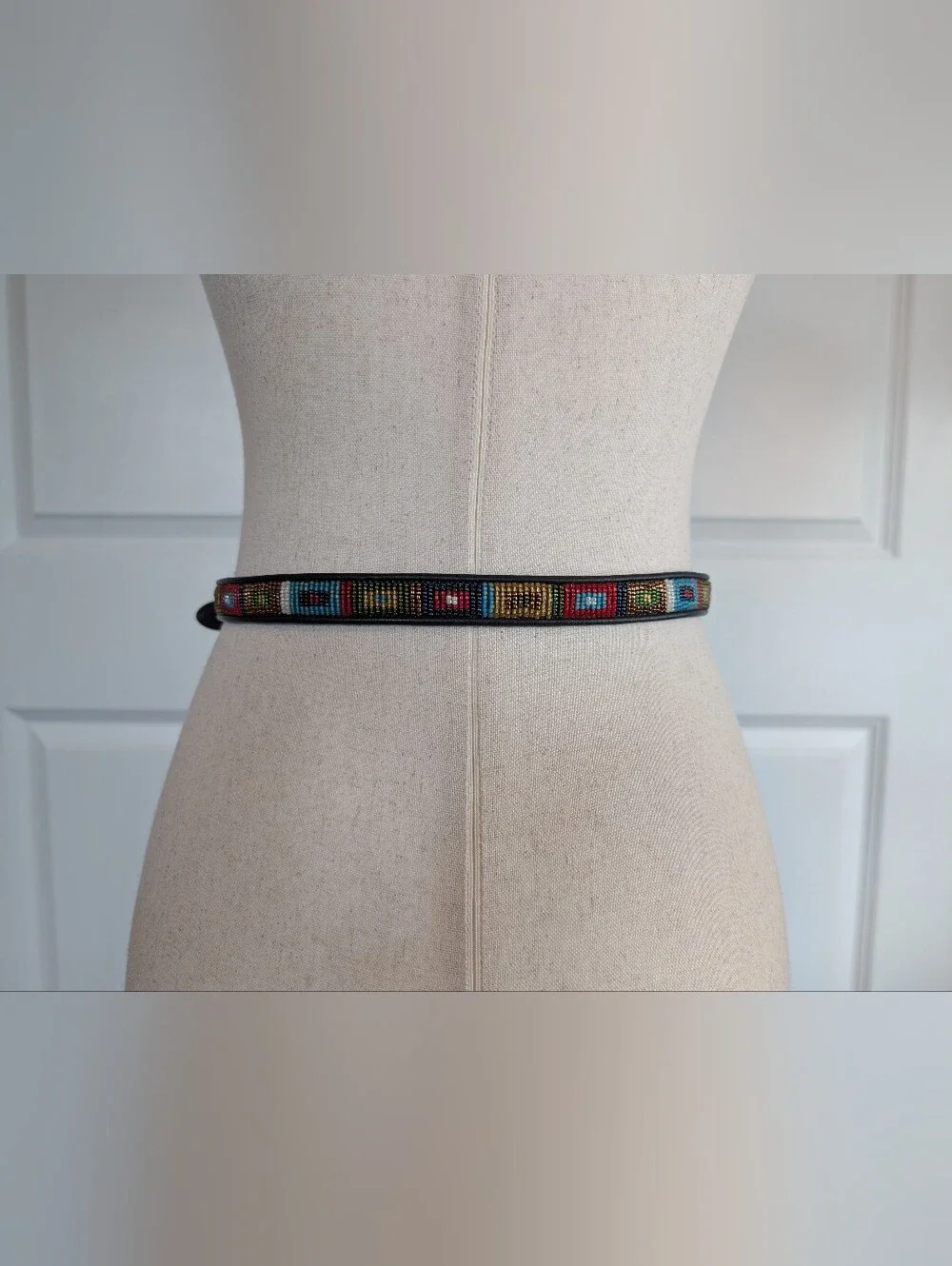 Brighton Women’s Beaded Black Leather Western-Style Belt with Silver Buckle M